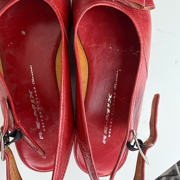 Vintage Made in USA  Red Leather Peep-Toe Platform Slingback - Picture 6 of 9